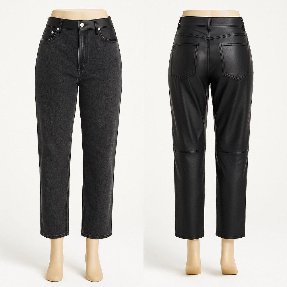 Abercrombie & Fitch Curve Love Faux Leather + Denim Jeans (Size 30 / 10 short)